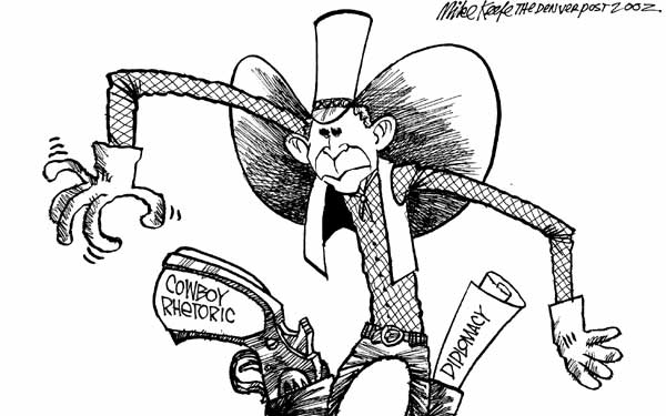 Diplomacy - Mike Keefe Political Cartoon, 02/17/2002