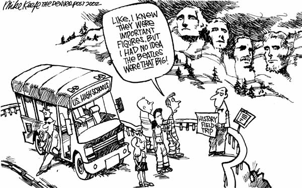 High School History - Mike Keefe Political Cartoon, 05/15/2002