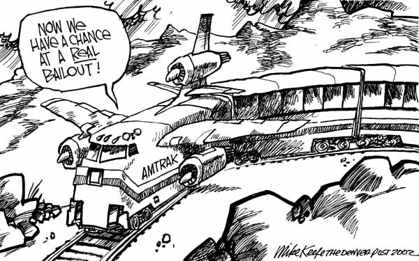 Amtrak - Mike Keefe Political Cartoon, 07/04/2002