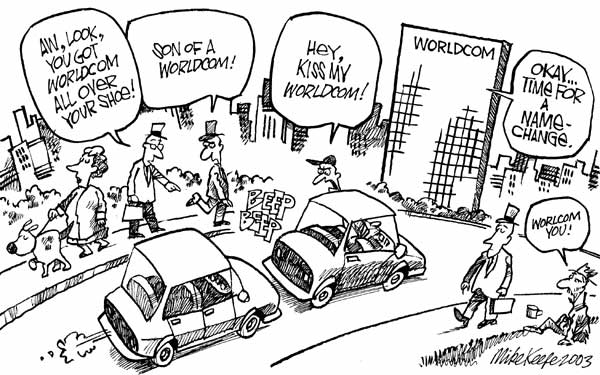 Worldcom Name Change - Mike Keefe Political Cartoon, 04/21/2003