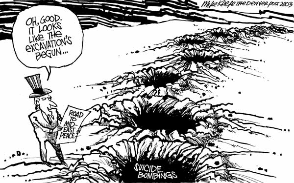 Road to Peace - Mike Keefe Political Cartoon, 05/23/2003