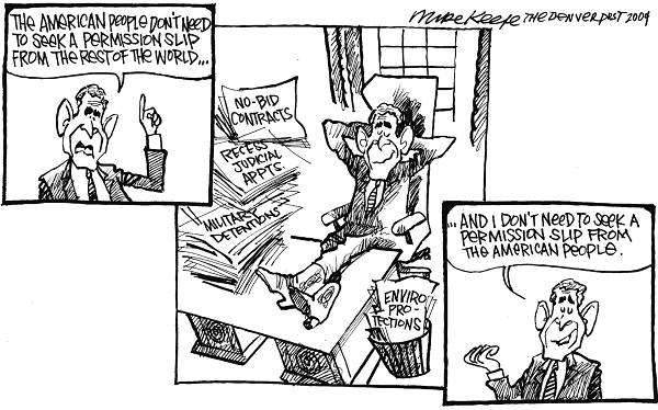 Permission Slip - Mike Keefe Political Cartoon, 01/25/2004