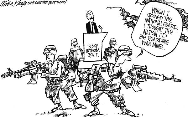 National Guard - Mike Keefe Political Cartoon, 06/02/2004