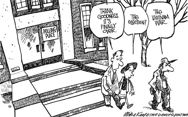 Thank Goodness it's Over - Mike Keefe Political Cartoon, 11/04/2004