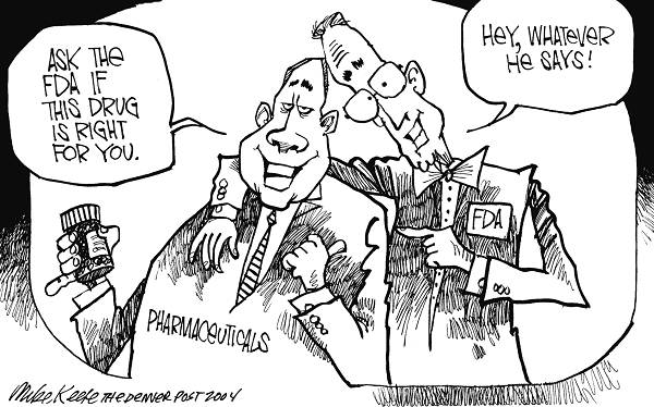 FDA and Drug Companies - Mike Keefe Political Cartoon, 12/01/2004