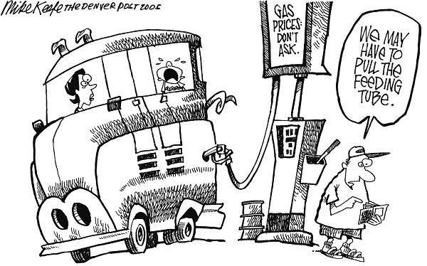 Gas Prices - Mike Keefe Political Cartoon, 03/27/2005