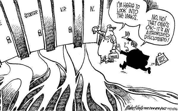 Authorized Disclosure - Mike Keefe Political Cartoon, 04/13/2006