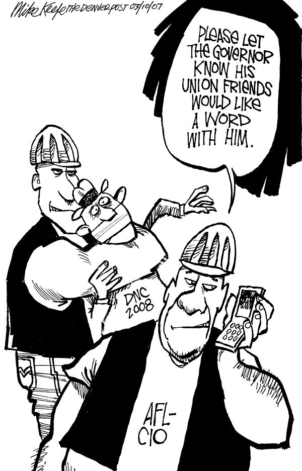 Ritter and AFL-CIO - Mike Keefe Political Cartoon, 03/10/2007