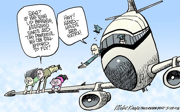 Airline Baggage Charge - Mike Keefe Political Cartoon, 05/23/2008