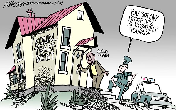 Equal Treatment - Mike Keefe Political Cartoon, 07/24/2009