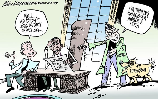 Dems Lose Elections - Mike Keefe Political Cartoon, 11/06/2009