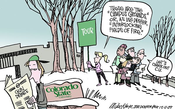 Guns at CSU - Mike Keefe Cartoon
