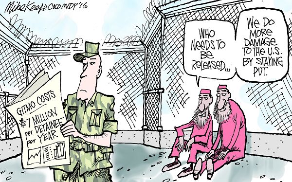 Gitmo Costs - Mike Keefe Political Cartoon, 08/24/2016